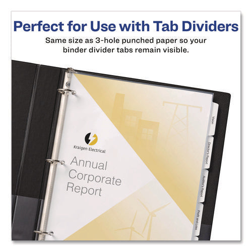Image of Avery® Top-Load Poly Three-Hole Sheet Protectors, Non-Glare, Letter, 50/box