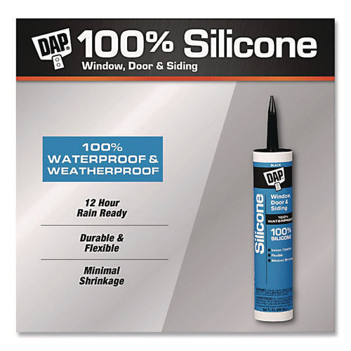 Image of DAP® SILICONE PLUS Premium Window, Door and Siding 100% Silicone Sealant, 9.8 oz Tube, Black