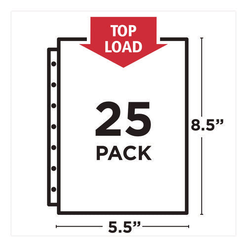 Image of Avery® Top Load Sheet Protector, Heavyweight, 8.5 x 5.5, Clear, 25/Pack