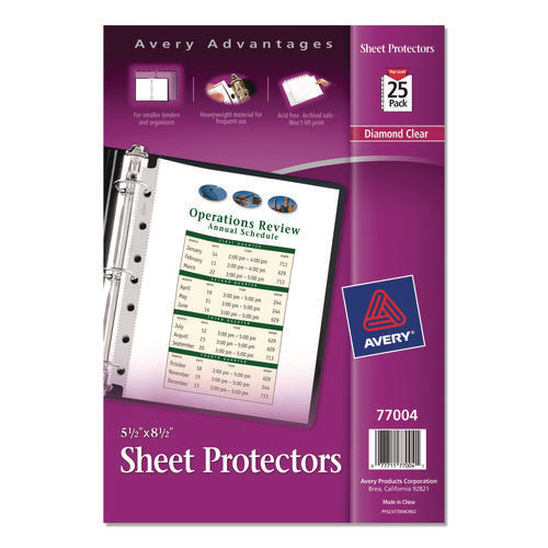 Image of Avery® Top Load Sheet Protector, Heavyweight, 8.5 x 5.5, Clear, 25/Pack