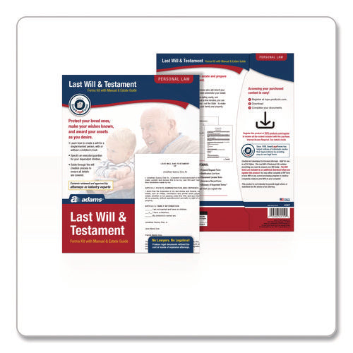Image of Adams® Last Will and Testament Digital Forms Kit with Manual and Estate Guide, Inkjet/Laser, 8.5 x 11, Unlimited Number of Forms