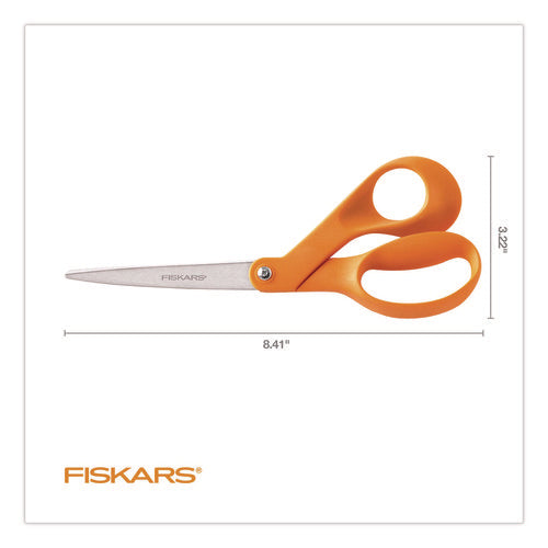 Image of Fiskars® Original Orange-Handled Scissors, 8.41" Long, Offset Orange Handle