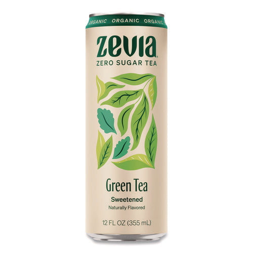 Image of Zevia® Zero Sugar Naturally Sweetened Green Tea, 12 oz Can, 12/Carton
