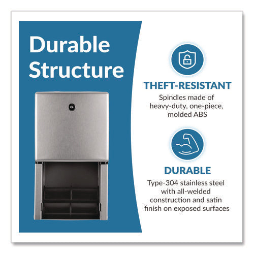 Image of Bobrick ConturaSeries Two-Roll Tissue Dispenser, 6.08 x 5.94 x 11, Stainless Steel