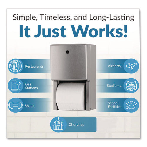 Image of Bobrick ConturaSeries Two-Roll Tissue Dispenser, 6.08 x 5.94 x 11, Stainless Steel