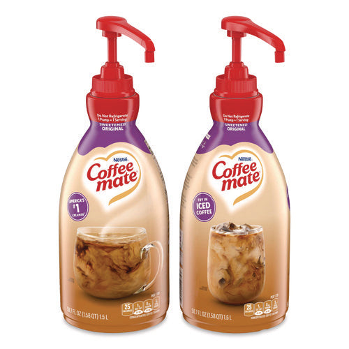 Image of Coffee mate® Liquid Coffee Creamer, Sweetened Original, 1.5 L Pump Bottle, 2/Carton
