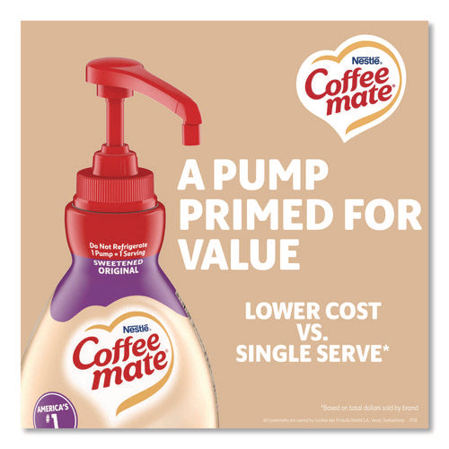 Image of Coffee mate® Liquid Coffee Creamer, Sweetened Original, 1.5 L Pump Bottle, 2/Carton