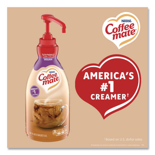 Image of Coffee mate® Liquid Coffee Creamer, Sweetened Original, 1.5 L Pump Bottle, 2/Carton