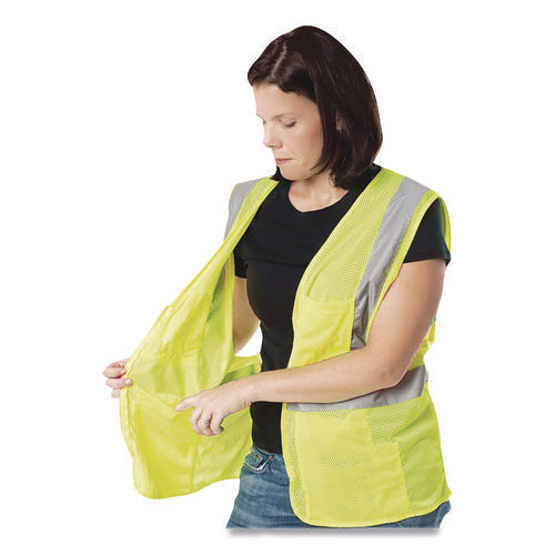 Image of PIP ANSI Class 2 Hook and Loop Safety Vest, 2X-Large, Hi-Viz Lime Yellow
