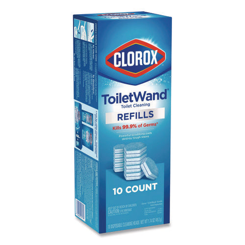 Image of Clorox® Disinfecting ToiletWand Refill Heads, Toilet Cleaning Scrubbing Pads, Blue/White, 10/Pack, 6 Packs/Carton