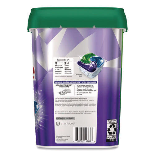 Image of Cascade® Platinum Plus ActionPacs Dishwasher Detergent Pods, Fresh Scent, 26.6 oz Tub, 47/Tub, 3 Tubs/Carton