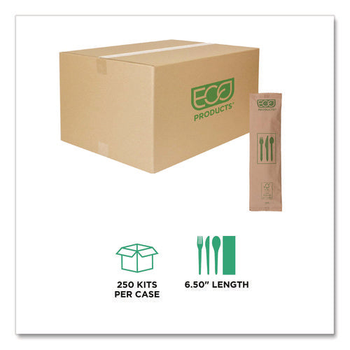 Image of Eco-Products® Wood Cutlery, General Purpose, Fork/Knife/Napkin/Spoon, Natural, 500/Carton