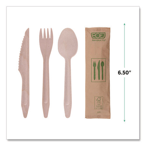 Image of Eco-Products® Wood Cutlery, General Purpose, Fork/Knife/Napkin/Spoon, Natural, 500/Carton