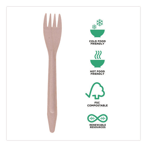 Image of Eco-Products® Wood Cutlery, General Purpose Fork, Natural, 500/Carton