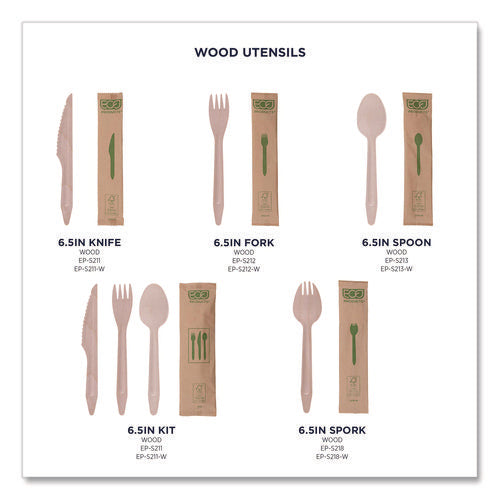 Image of Eco-Products® Wood Cutlery, General Purpose Spoon, Natural, 500/Carton