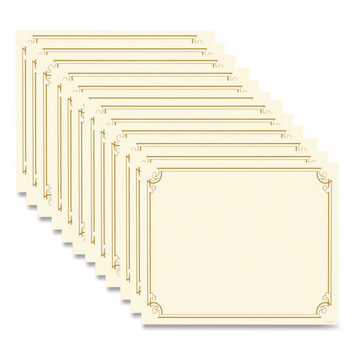 Image of Great Papers!® Golden Scroll Frame Foil Certificate, 11 x 8.5, Beige with Gold Scroll Border, 12/Pack