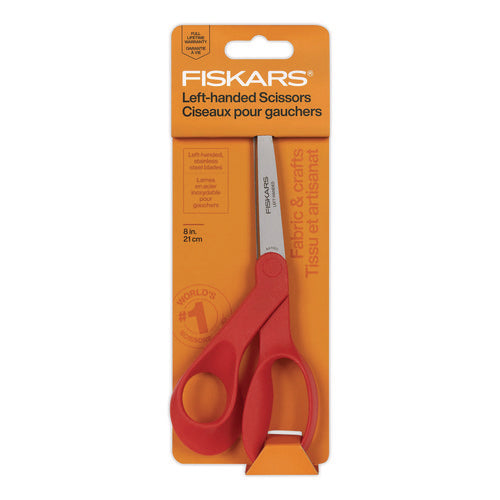 Image of Fiskars® Premier Left Handed Scissors, 9.75" Long, 8" Cut Length, Offset Red Handle