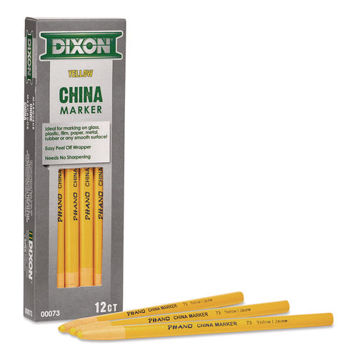 Image of Dixon® China Marker, Yellow, 12/Pack