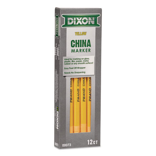Image of Dixon® China Marker, Yellow, 12/Pack