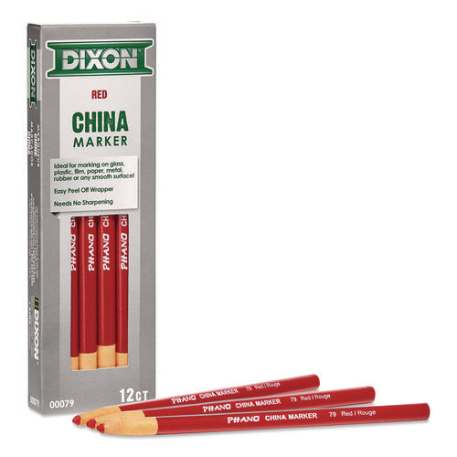 Image of Dixon® China Marker, Red, 12/Pack