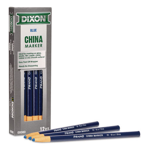 Image of Dixon® China Marker, Blue, 12/Pack
