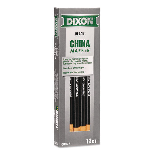 Image of Dixon® China Marker, Black, 12/Pack