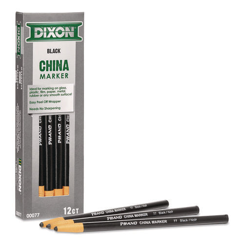 Image of Dixon® China Marker, Black, 12/Pack