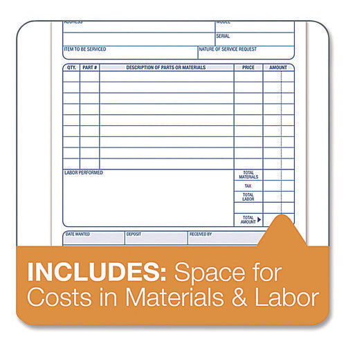 Image of Adams® Work Order Form, Three-Part Carbonless, 5.66 x 9, 250 Sets/Pack