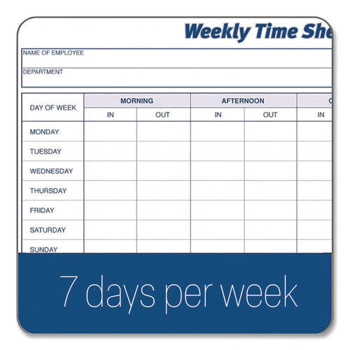 Image of Adams® Weekly Time Sheets, One Part (No Copies), 8.5 x 5.5, 100 Forms/Pad, 2 Pads/Pack