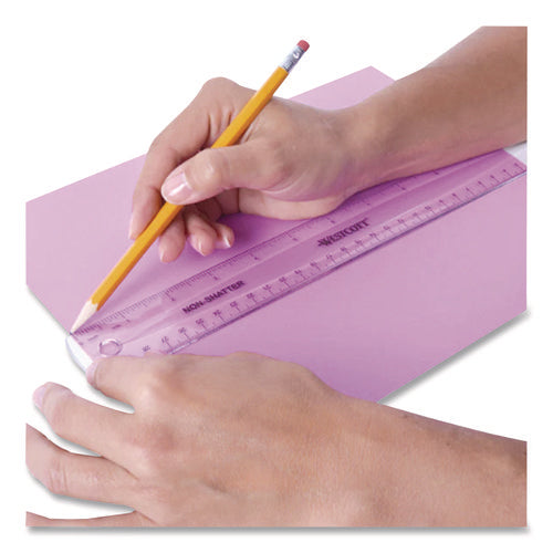 Image of Westcott® Non-Shatter Flexible Ruler, Standard/metric, 12" Long, Plastic, Clear