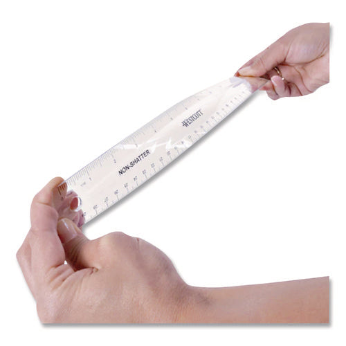 Image of Westcott® Non-Shatter Flexible Ruler, Standard/metric, 12" Long, Plastic, Clear