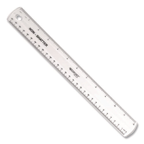 Image of Westcott® Non-Shatter Flexible Ruler, Standard/metric, 12" Long, Plastic, Clear