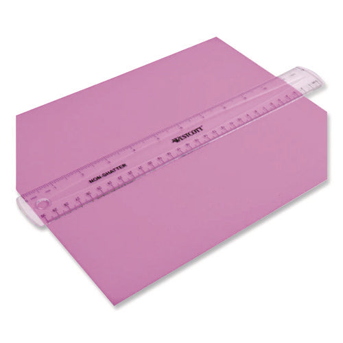 Image of Westcott® Non-Shatter Flexible Ruler, Standard/metric, 12" (30 Cm) Long, Plastic, Clear, 12/box