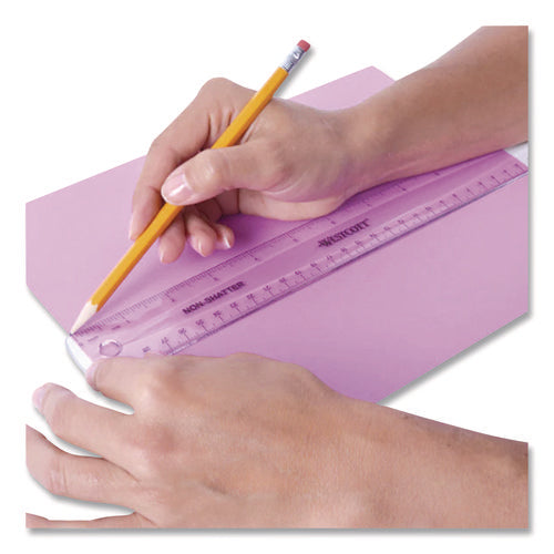 Image of Westcott® Non-Shatter Flexible Ruler, Standard/metric, 12" (30 Cm) Long, Plastic, Clear, 12/box