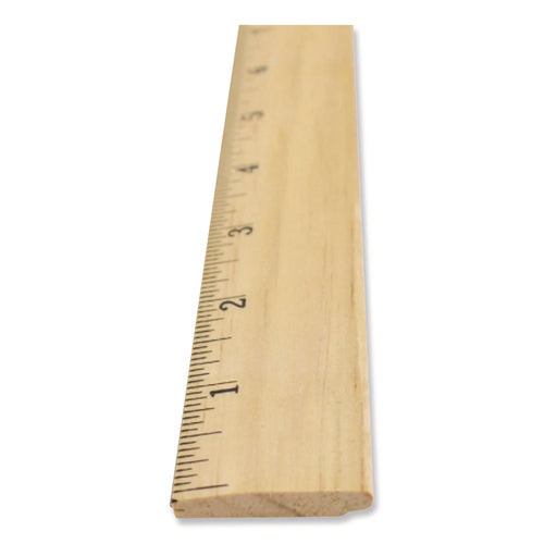 Image of Westcott® Beveled Wood Ruler, Standard, 12" Long, Natural Hardwood, 12/pack