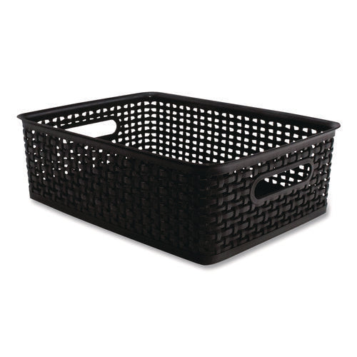 Image of Advantus Plastic Weave Bin, Medium, 14" X 10.5" X 4.63", Black
