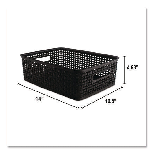Image of Advantus Plastic Weave Bin, Medium, 14" X 10.5" X 4.63", Black