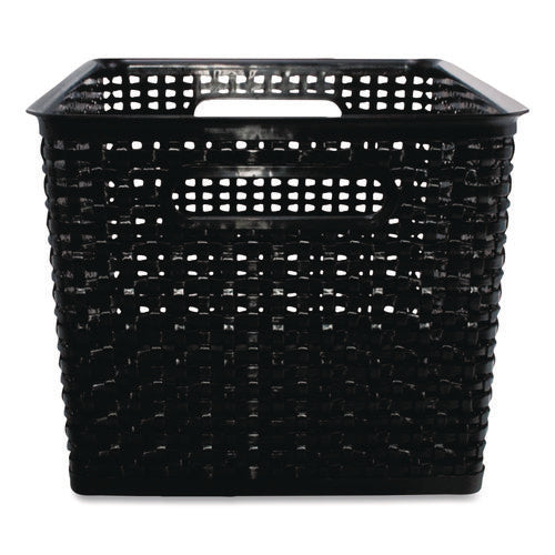 Image of Advantus Plastic Weave Bin, Large, 13.5" X 10.5" X 8.75", Black