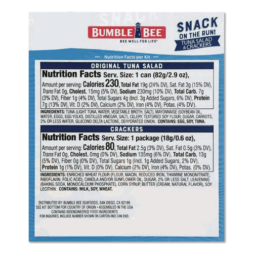 Image of Bumble Bee® Snack On The Run Tuna Salad With Crackers, 3.5 Oz Pack, 12/carton