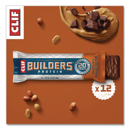 Image of CLIF® Bar Builders Protein Bar, Chocolate Peanut Butter, 2.4 Oz Bar, 12 Bars/box