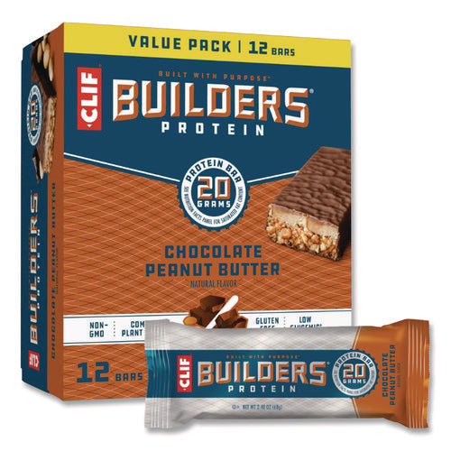 Image of CLIF® Bar Builders Protein Bar, Chocolate Peanut Butter, 2.4 Oz Bar, 12 Bars/box