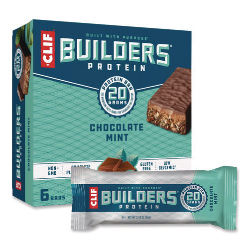 Image of CLIF® Bar Builders Protein Bar, Chocolate Mint, 2.4 Oz Bar, 12 Bars/box