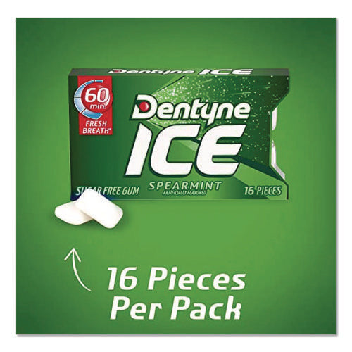 Image of Dentyne Ice® Sugarless Gum, Spearmint, 16 Pieces/pack, 9 Packs/box