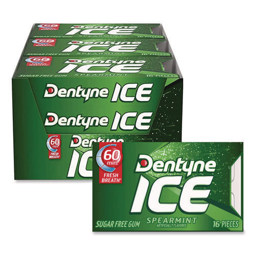 Image of Dentyne Ice® Sugarless Gum, Spearmint, 16 Pieces/pack, 9 Packs/box