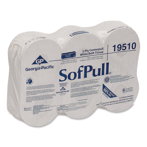 Image of Georgia Pacific® Professional High Capacity Center Pull Tissue, Septic Safe, 2-Ply, White, 1,000/Roll, 6 Rolls/Carton