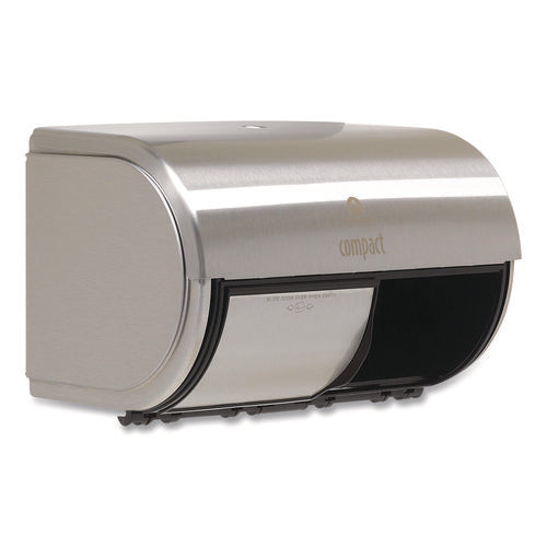 Image of Georgia Pacific® Professional Compact Coreless Side-by-Side 2-Roll Dispenser, 10.13 x 6.75 x 7.13, Stainless Steel