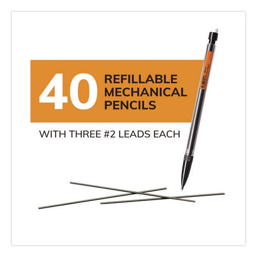 Image of BIC® Xtra Smooth Mechanical Pencil, 0.7 mm, HB (#2), Black Lead, Clear Barrel, 40/Pack