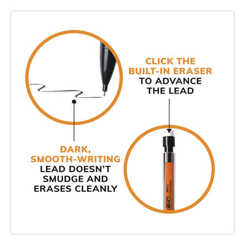 Image of BIC® Xtra Smooth Mechanical Pencil, 0.7 mm, HB (#2), Black Lead, Clear Barrel, 40/Pack