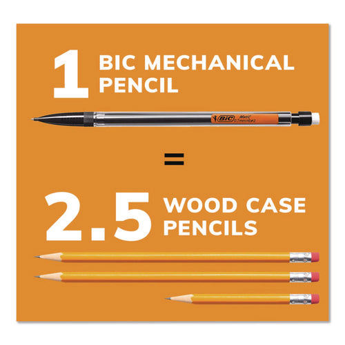 Image of BIC® Xtra Smooth Mechanical Pencil, 0.7 mm, HB (#2), Black Lead, Clear Barrel, 40/Pack