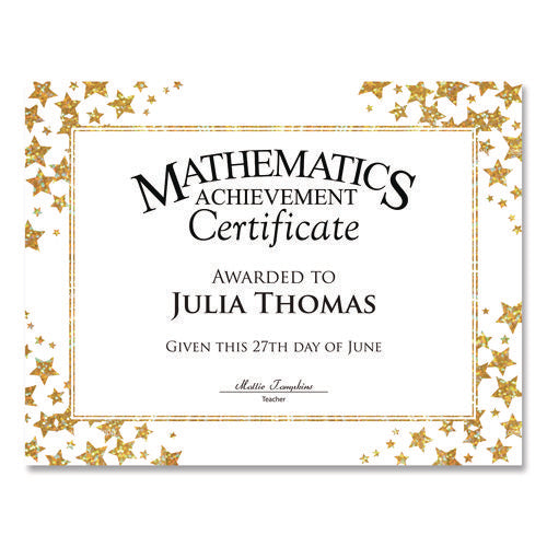 Image of Geographics® Award Certificates, 8.5 x 11, White with Gold/White Star Border, 25/Pack
